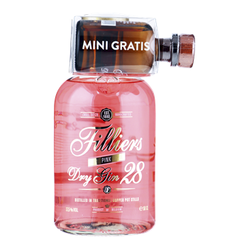 FILLIERS Pink Dry Gin 28 0,50 ltr + mini dry gin 5cl on pack