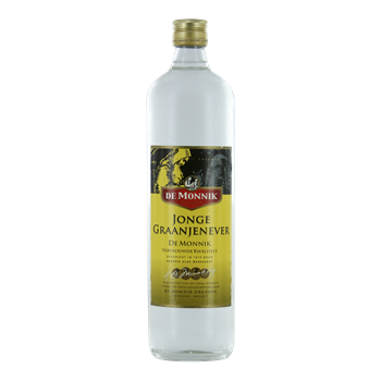 DE MONNIK jonge graanjenever/ lange ijzige fles 1,0 ltr.