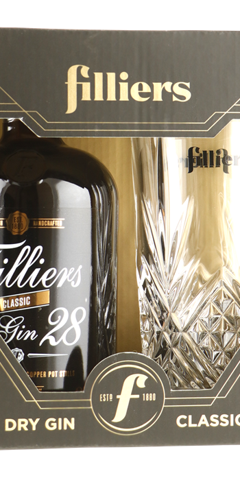 FILLIERS Dry Gin 28 GV 0,50 ltr + longdrink glas