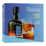 DICTADOR Aged Rum 20 Years 0,70 ltr giftpack + 2 glazen