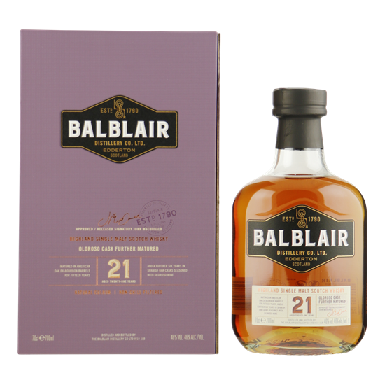 BALBLAIR 21YO Highland Single Malt Whisky 0,70 ltr