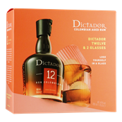 DICTADOR Aged Rum 12 Years 0,70 ltr giftpack + 2 glazen