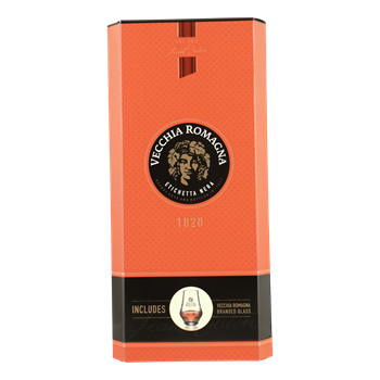 VECCHIA ROMAGNA Nera brandy giftpack + brandy glas