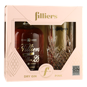 FILLIERS Pink Dry Gin 28 GV 0,50 ltr + longdrink glas