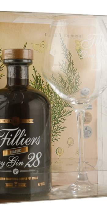 FILLIERS Dry Gin 28 geschenk 0,5 ltr + glas