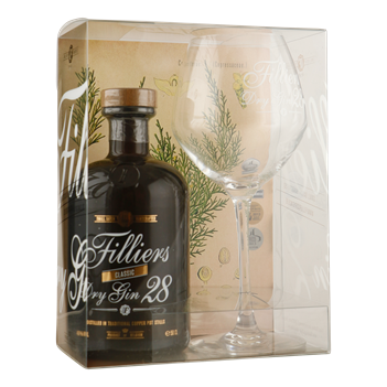 FILLIERS Dry Gin 28 geschenk 0,5 ltr + glas