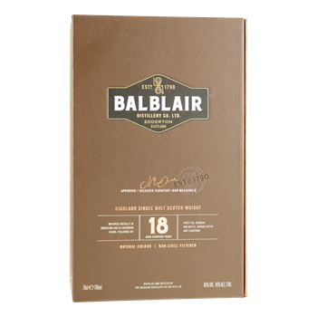 BALBLAIR 18YO Highland Single Malt Whisky 0,70 ltr