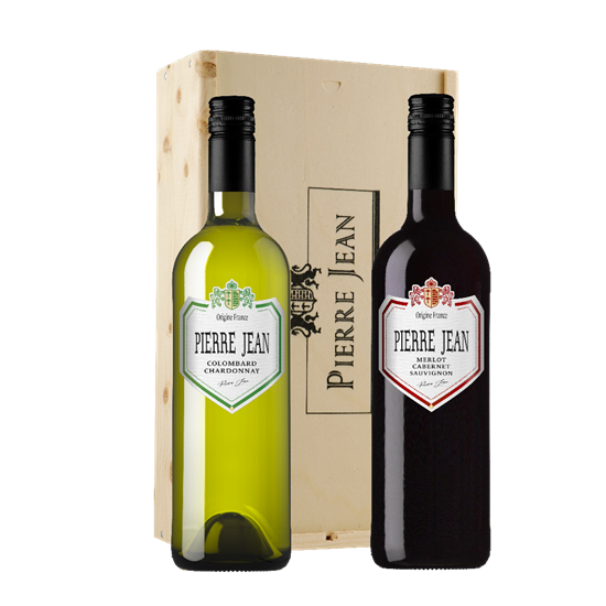 PIERRE JEAN Geschenkkist 2 fl.Merlot Cab.Sauv./Col.Chard.