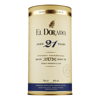 EL DORADO rum 21 Years Old 43%  0,70 ltr.+ koker