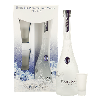 PRAVDA Vodka Giftbox 0,70 liter + 2 shotglasses