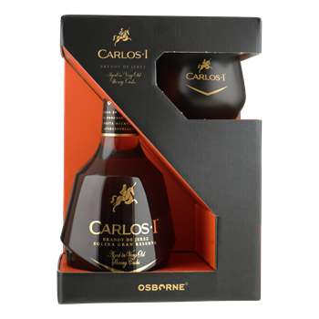 CARLOS I Brandy de Jerez + black copper glas