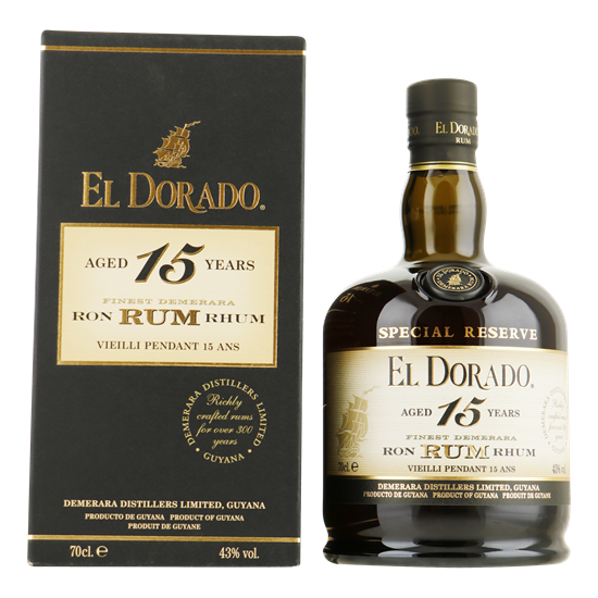 EL DORADO rum 15 Years Old 43% 0,70 ltr.+ omdoos