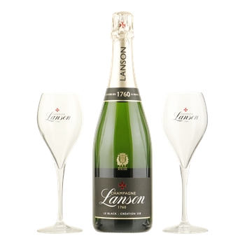 CHAMPAGNE LANSON Le Black Creation Brut in + 2 glazen