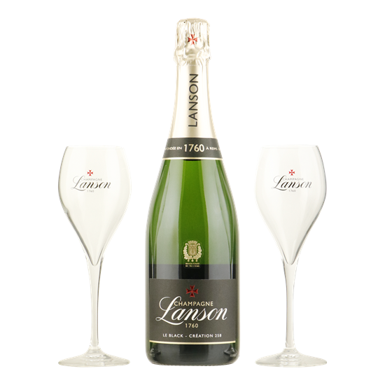 CHAMPAGNE LANSON Le Black Creation Brut in + 2 glazen