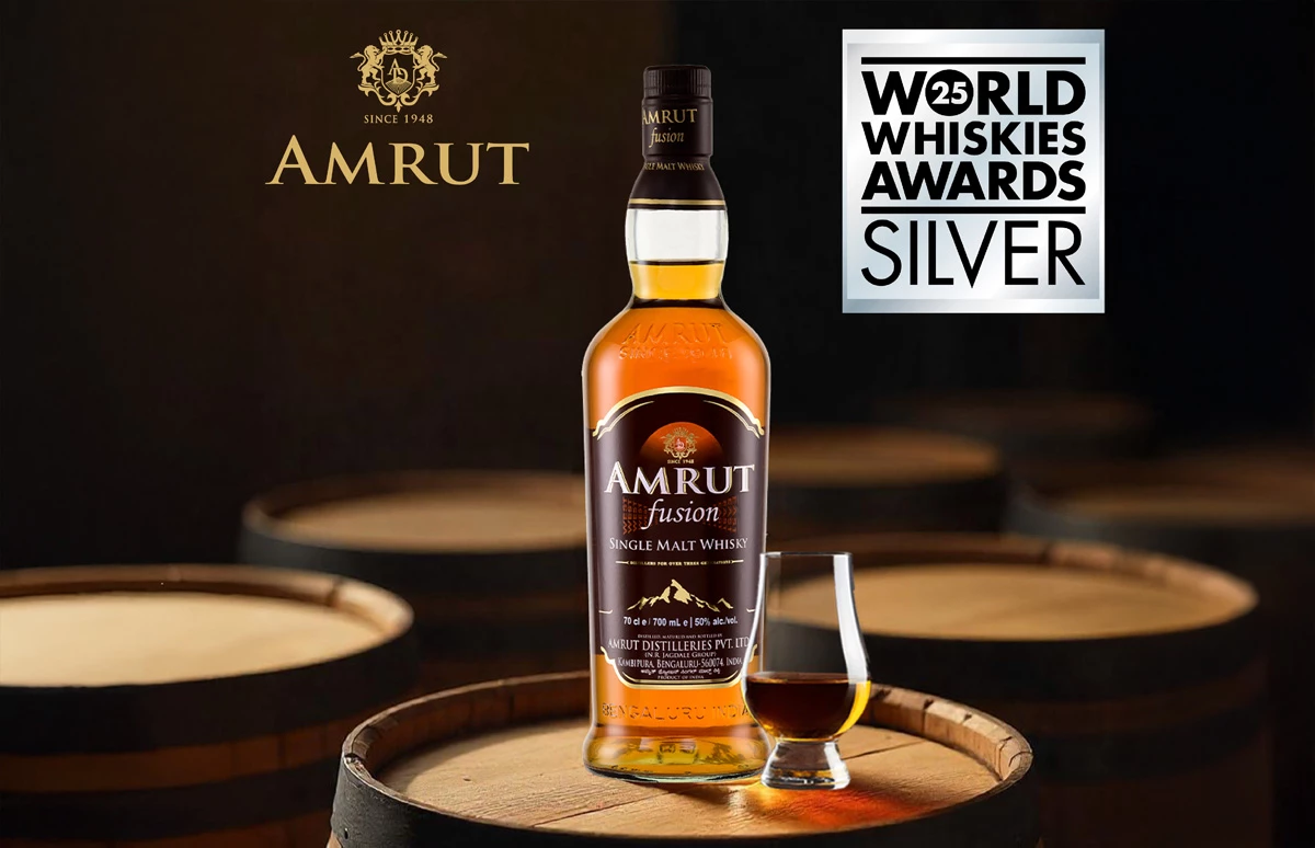 Amrut Fusion Single Malt Whisky wint zilver op World Whiskies Awards 2025