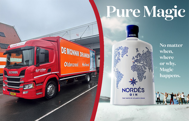 De Monnik Dranken verwelkomt nieuwe vrachtwagen met Nordés Gin uitstraling