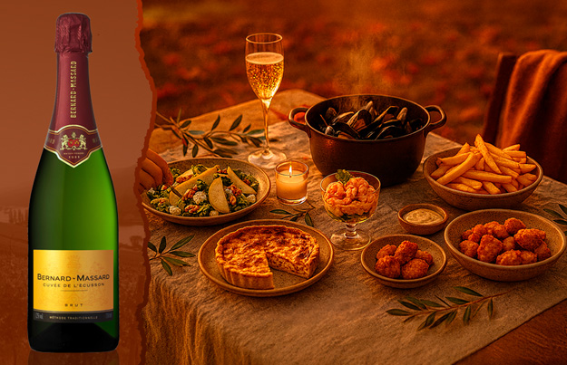 Bernard-Massard Cuvée de l’Écusson Brut met mosselen, friet of patat