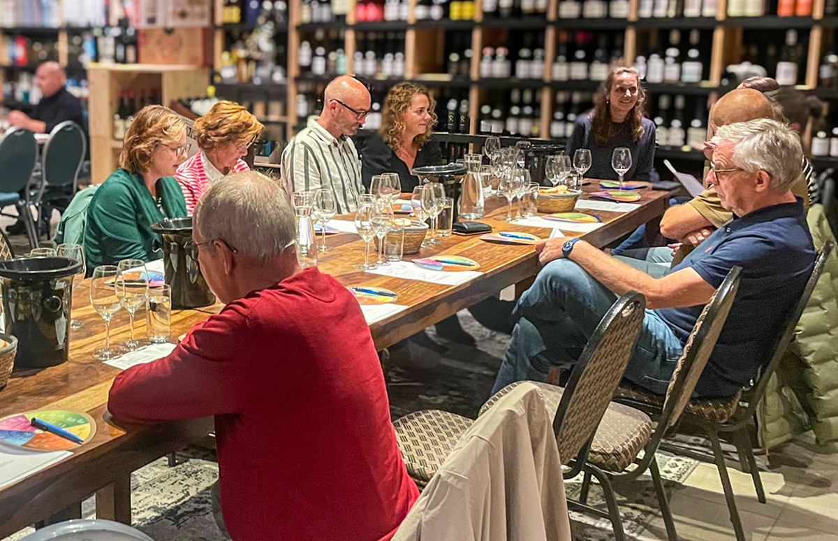 De line-up met wijnen van Pellegrino in Beverwijk: wit, rood en zoet