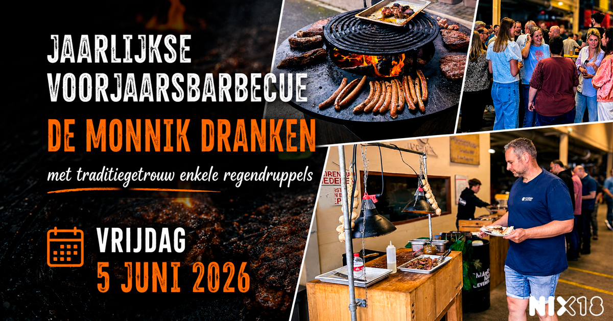 Jaarlijkse voorjaarsbarbecue De Monnik Dranken met traditiegetrouw enkele regendruppels