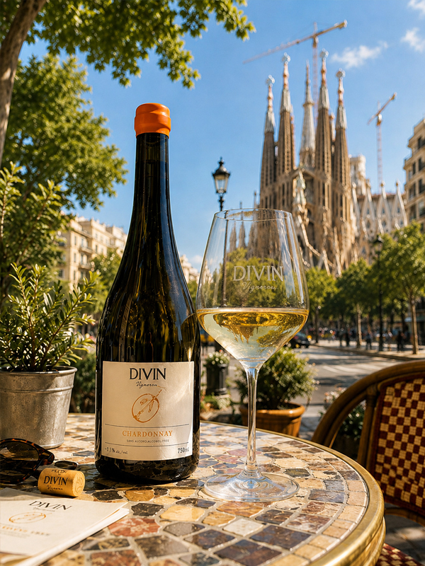 Divin Vigneron Chardonnay, premium alcoholvrije chardonnay met circa 0,3% alcohol