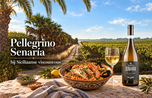 Pellegrino Senaría Grillo Superiore bij Siciliaanse viscouscous
