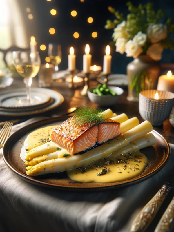 Wijn en spijs - Gebakken zalm met asperges en Hollandaisesaus