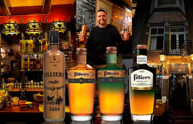 Filliers jeneverproeverij in Café Genootschap der Geneugten in Amsterdam