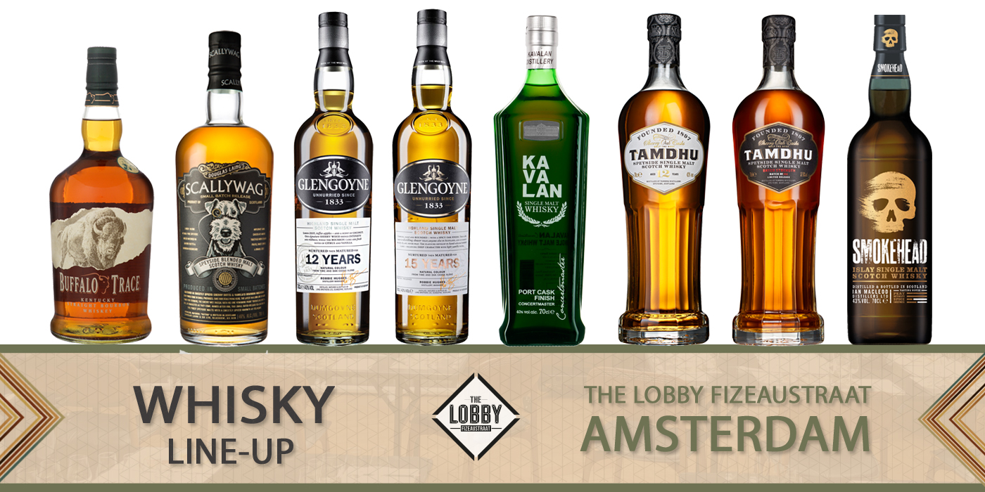 Line-up whisky The Lobby Amsterdam
